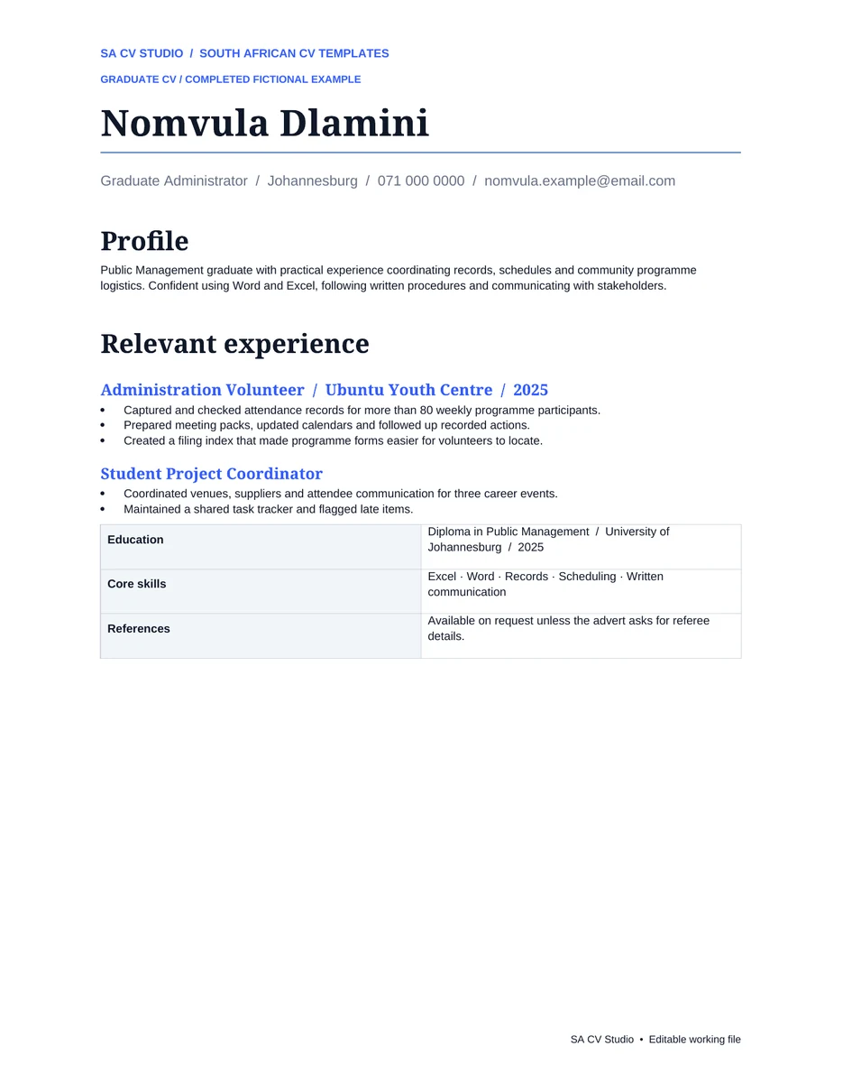 South African CV Templates, page 2