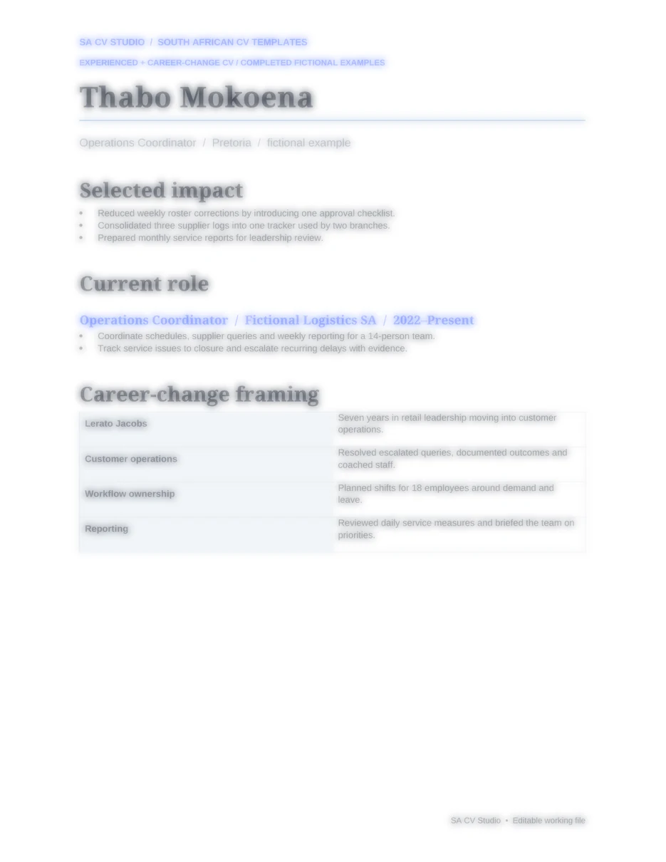 South African CV Templates, page 3 (partly covered)