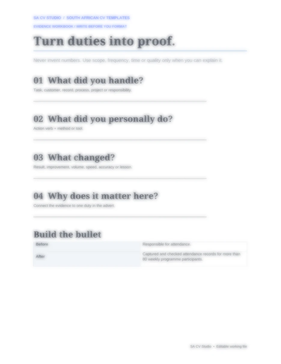 South African CV Templates, page 4 (partly covered)