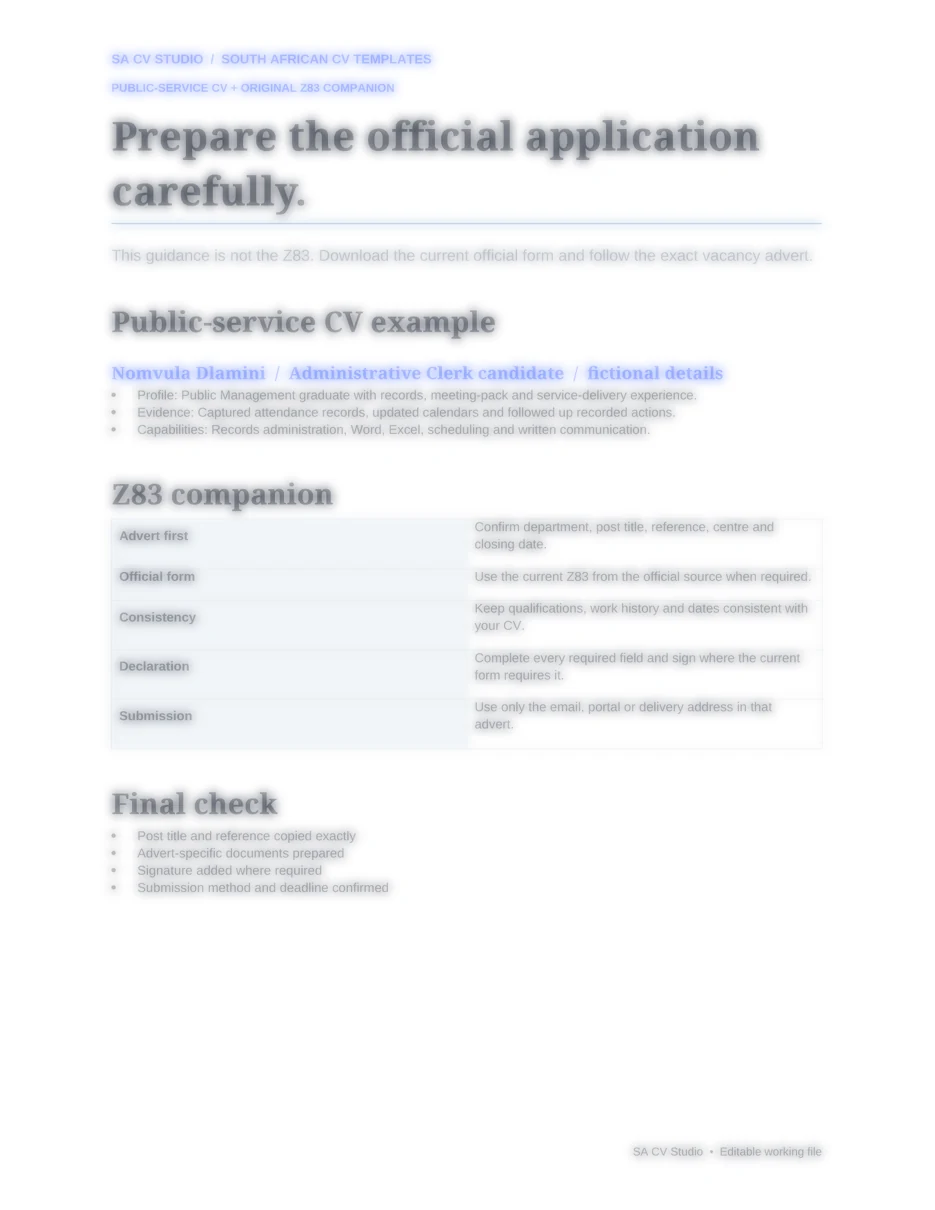 South African CV Templates, page 5 (partly covered)
